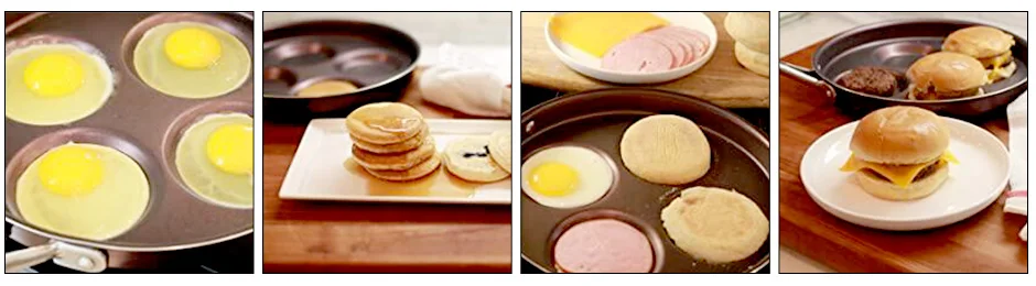 4/7 Cups Pancakes Frying Pans Breakfast Egg Pan Durable Non-stick Pan Holes Cooking Egg Ham Pans Pancak Maker Pan Cookware