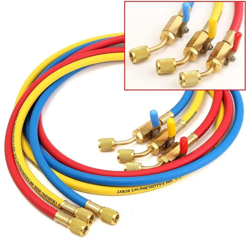 Car AC Charging Hoses Tube for R410a R134a R22 Air Conditioning Refrigerant Tube 1/4Inch SAE 600 PSI Charging Hoses hose connectors