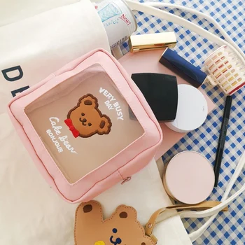 

Fashion Cute Lovely Make Up Cosmetic Bag Bear Makeup Bag-Rectangular Home Storage Organizer For Girl Women Cosmetic Bag