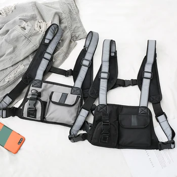 

Hip Hop Nylon Reflective Strap Waist Packs Women Men Vest Chest Rig Bags Pouch Holster Military Vest Chest Rig Bag women