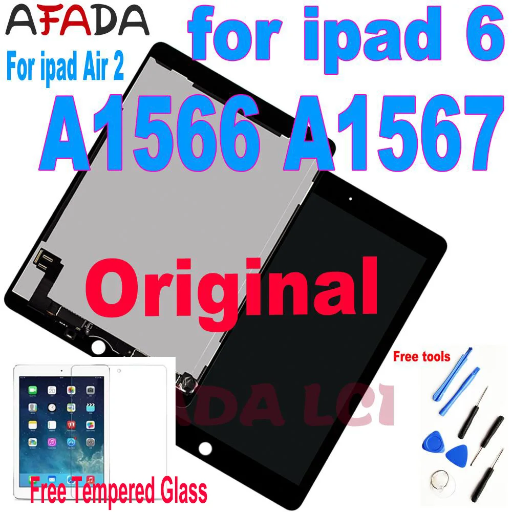 IPARTSEXPERT Original LCD For iPad Air 2 A1567 A1566 LCD Touch Screen  Digitizer LCD Display Assembly Replacement For iPad 6 LCD