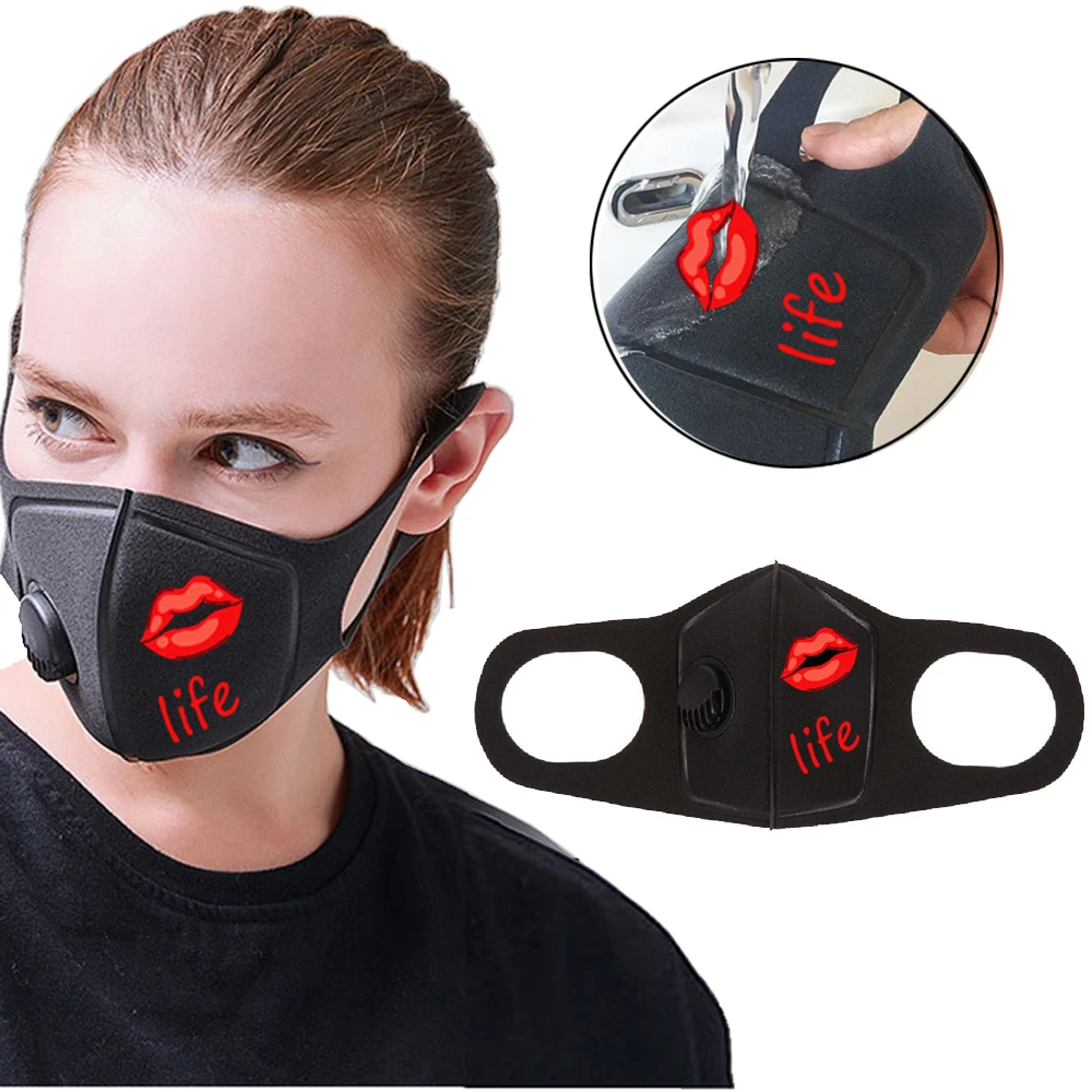 

Respiratory Dust Mask Upgraded Version Men& Women Anti-fog Haze Dust PM2.5 Pollen 3D Cropped Breathable Valve Red Lip Mouth Mask