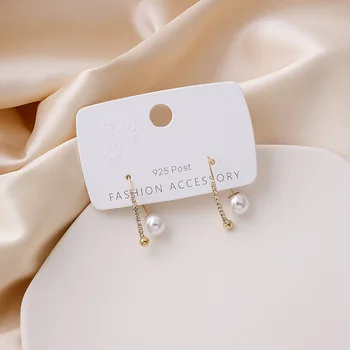 

Elegant Pearl Diamond Set Semicircle Earrings INS-Style Ear Stud