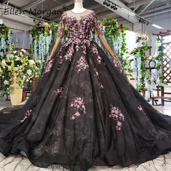 

Real Photos Black Wedding Dresses Lace with Shawl For Women Elegant 2019 Backless Boat Neck Sleeveless Tulle Vestidos De Novia