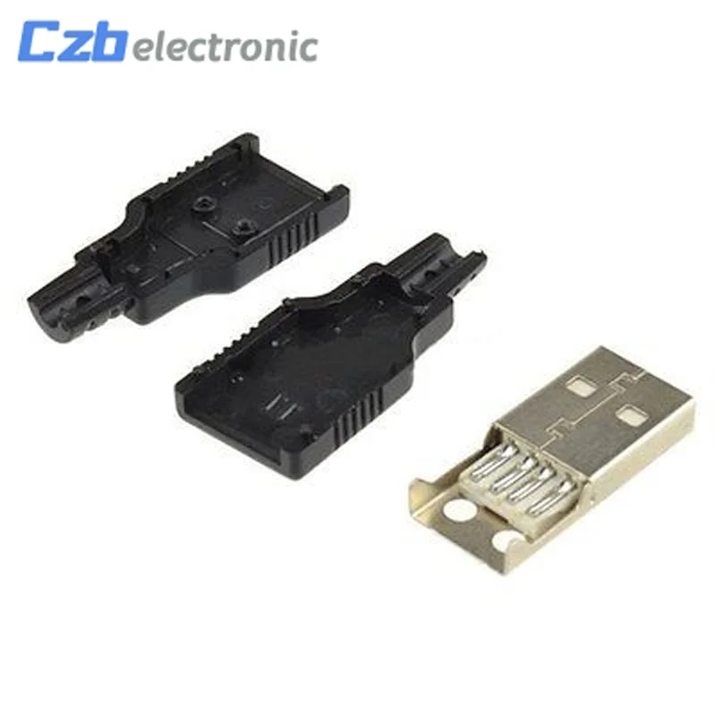 2 шт USB 2,0 Тип A Мужской USB 4 контактный разъем с черной пластиковой крышкой тип-a DIY наборы