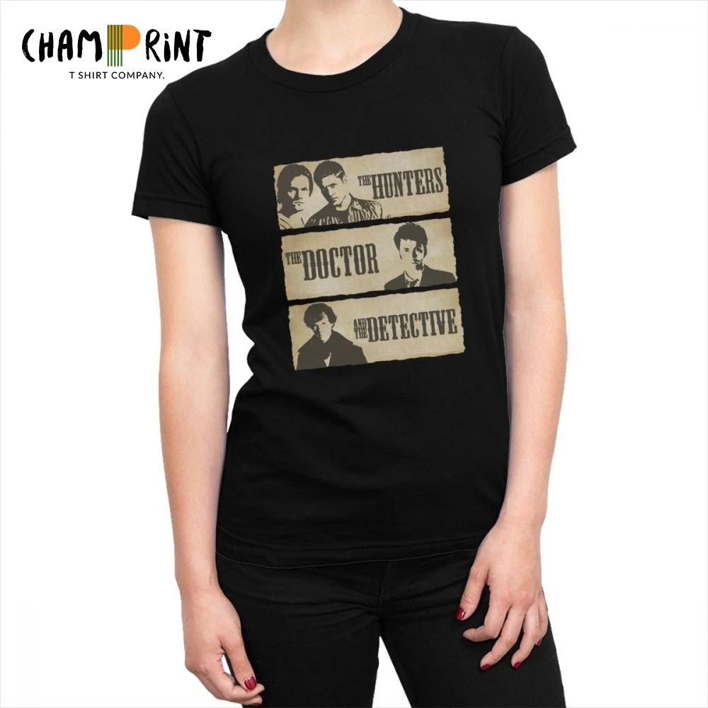 

The Hunters The Doctor And The Detective Tshirt for Women Supernatural Winchester Clothing Vogue T-shirt Female Tee Shirt Tops
