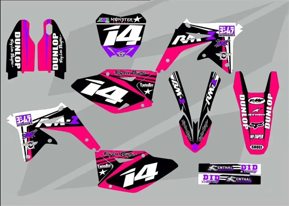 Matching Motorcycle Graphic Background Decals Stickers Kit for Suzuki RMZ450 RMZ 450 RM-Z450 RM-Z 450 2007