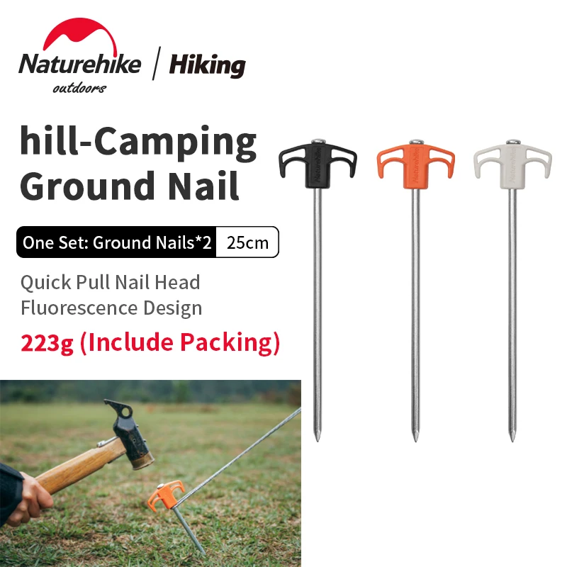 

Naturehike Camping Ground Nail Quick Pull Out Special Fluorescent Nail Heads Length 6.5cm Tent Sun Shelter Fixing Wind Rope Tool