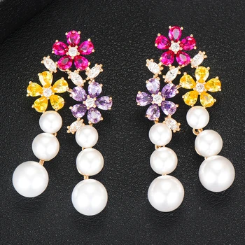 

GODKI Korean Trendy Imitation Pearl Earrings For Women Bohemian Geometric Drop Earring 2020 Brincos Female DIY Fashion Jewelry