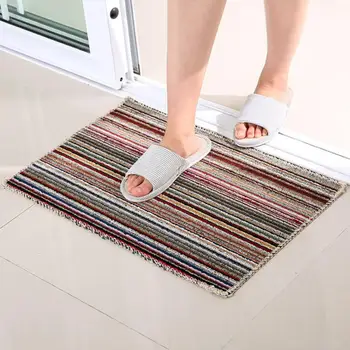 

Non-Slip Mat Thicken Striped Entrance Cushion Bathroom Carpet Home Floor Decoration Striped style Doormat (Random Color)