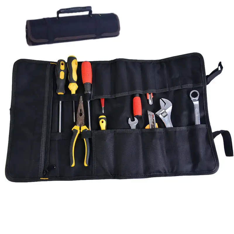 roll bags black 1 шт. поясная сумка, сумка для инструментов для электрика, разного размера, Магнитная сумка для хранения, ручная посуда, сумки для хранения инструментов - Цвет: roll bags black