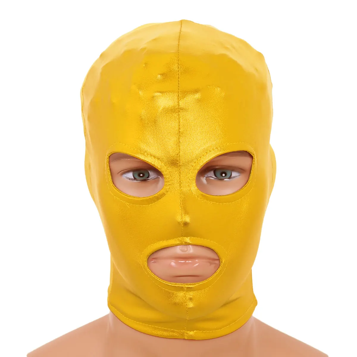 Унисекс латексная маска Сексуальная Косплей блестящие металлические открытые глаза и рот головной убор полная маска для лица капюшон для ролевых игр сексуальные маски для костюмов