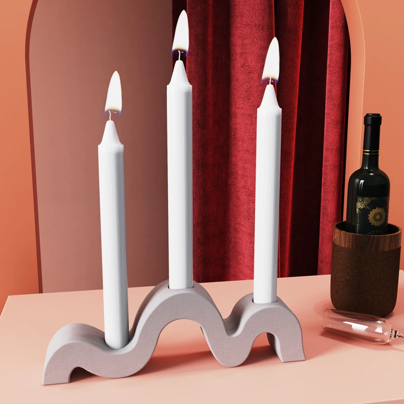 Silicone Mold for Concrete Candle Holder Creative Wavy Design Cement