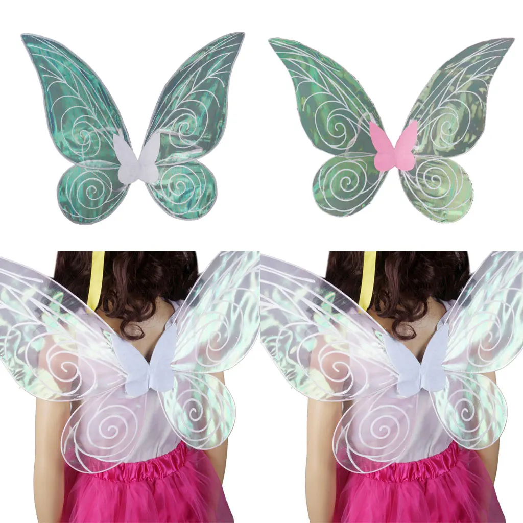 Комплект из 2 предметов, блестящий, меняющий цвет, крыло Феи-бабочки, ангела, Детский костюм, наряды для дня рождения, Детская праздничная одежда