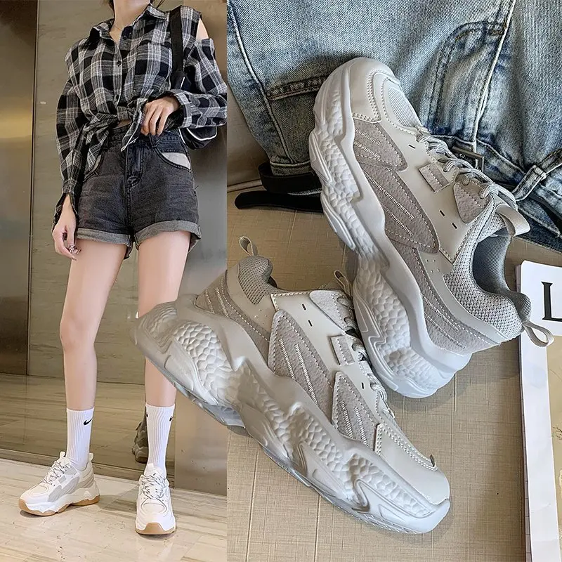 

Fashion old shoes women 2020 autumn new all-match casual sports women's shoes thick-soled increased sports shoes X455