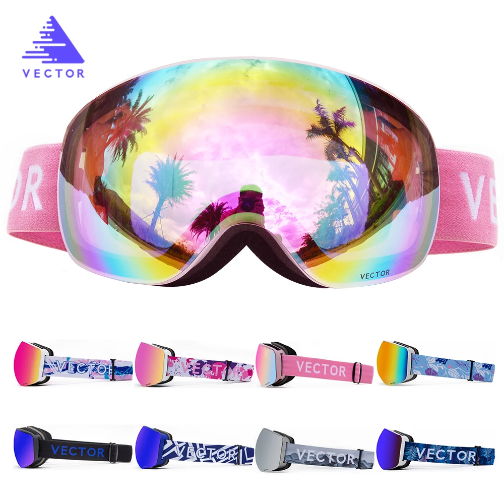 OTG Ski Snowboard Goggles Women Men Skiing Eyewear Mask UV 400 Snow Protection Glasses Adult Double Spherical Mirrored Magnetic
