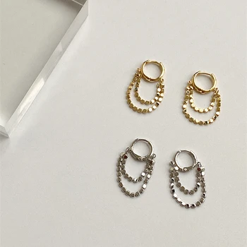 

FFLACELL 2020 Classic Chic Gold Silver Color Metal Geometric Round Lock Tassel Earrings for Women Girl Wedding Party Jewelry