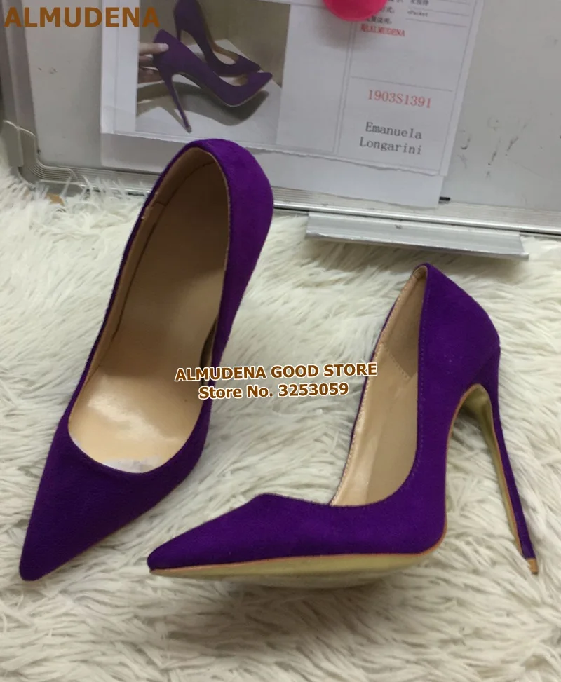 1903S1391 紫色绒面尖头12cm 名流