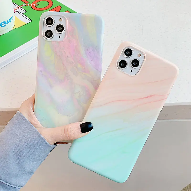 Градиентный Гладкий мраморный чехол для телефона IPhone 11 Pro Max XR XS 7 8 Plus