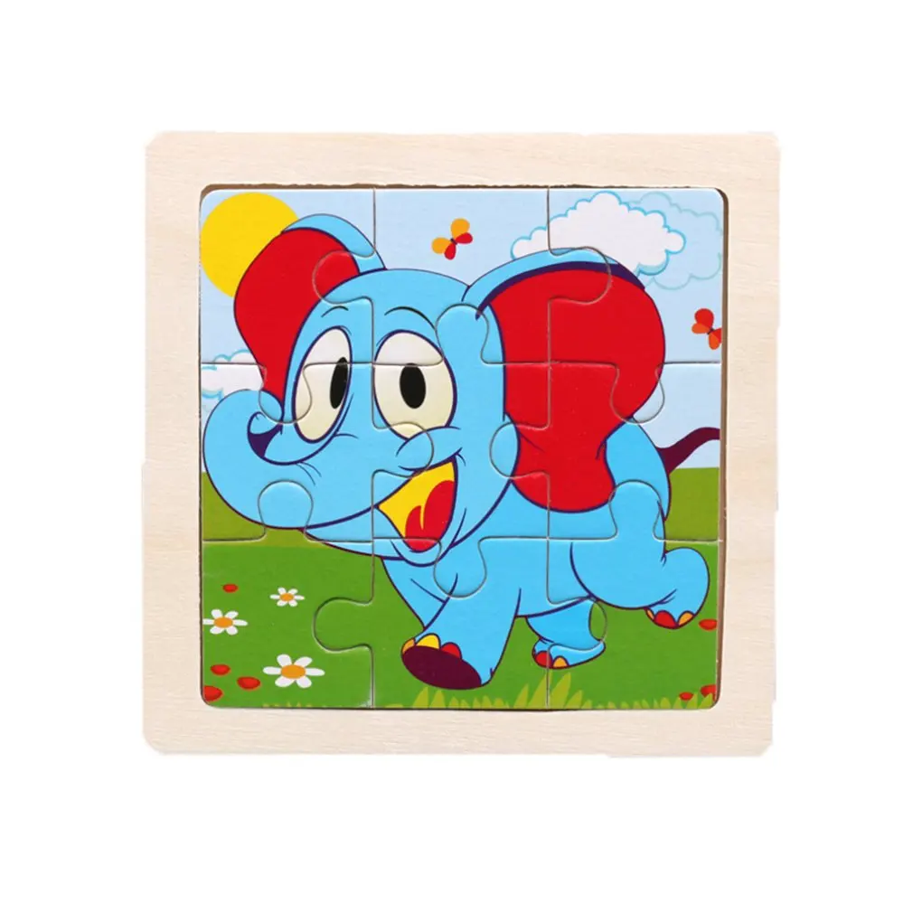 Hot Sale 9 Slice Kids Puzzle Toy Animals and Vehicle Wooden Puzzles Jigsaw Baby Educational Learning Toys for Children Gift