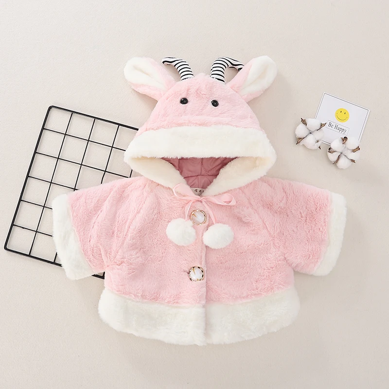 Infant Girls Fur Coats Autumn Winter Thick Jackets Girls Warm Outerwear Coat Newborn Clothes Baby Cute Antelope Cosplaysuit