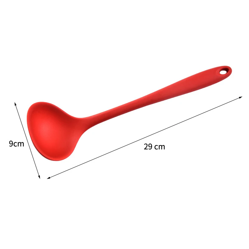 Silicone Ladle Soup Spoon With Long Handle Non-Stick Round Spoons For Soup Cooking Mixing Stirrer Kitchen Dining Tool Tableware