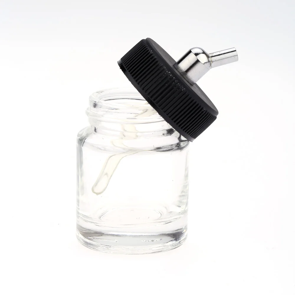

10PCS Airbrush Glass Bottles Air Brush paint sprayer Jars 30 degressAngle Adapter for Lid Assembly Use Dual-Action Airbrushes