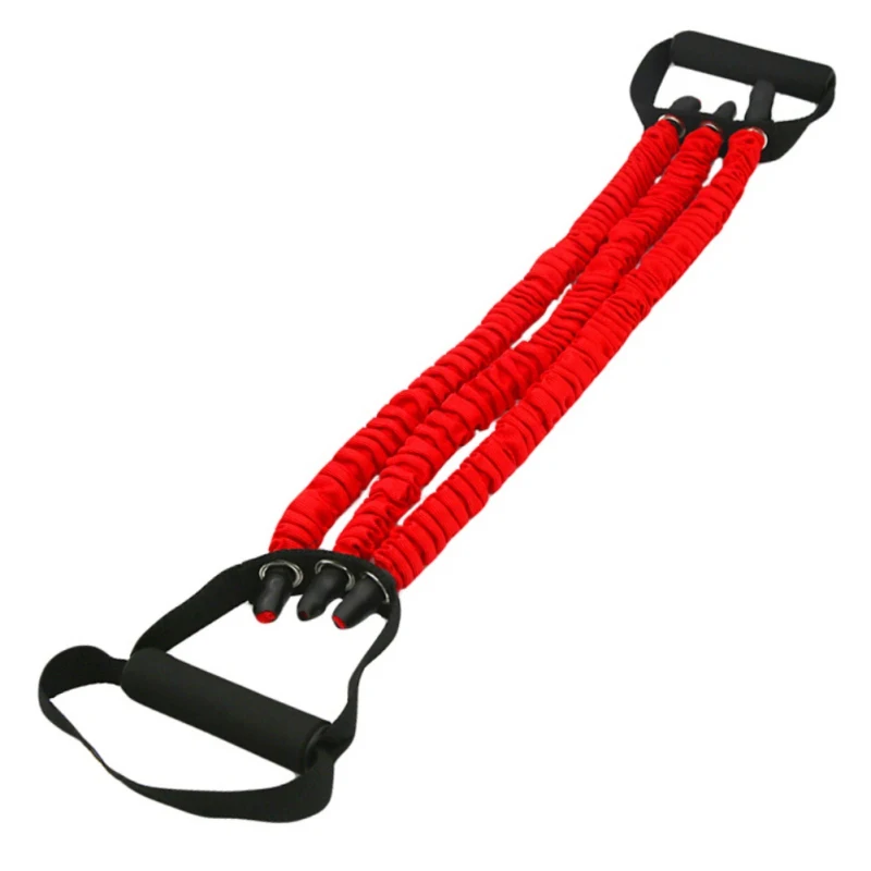 3-tube Portable Yoga Pull Rope Chest Expander Exercise Fitness Elastic Rope Tube Workout Training Resistance Bands Belt new - Цвет: Красный