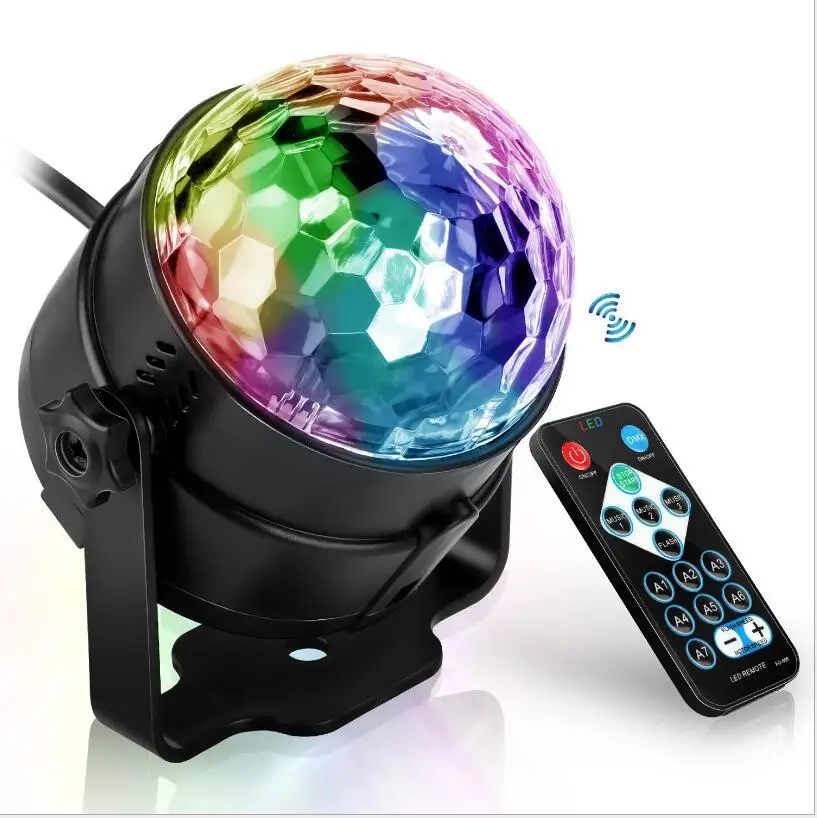 3 Вт Мини RGB Хрустальный Магический шар звуковая активация диско сценическая
