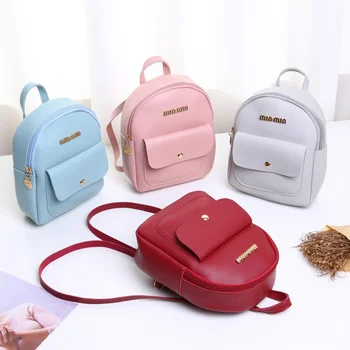 

Fashion Mini Backpack Women PU Leather Shoulder Bag For Teenage Girls Kids Multi-Function Bagpack Female Ladies School Bags