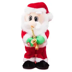 Poupée de noël en forme de personnage du père noël, jouet en mouvement, musique à piles, chant, décoration de vacances, hanches vibrantes 