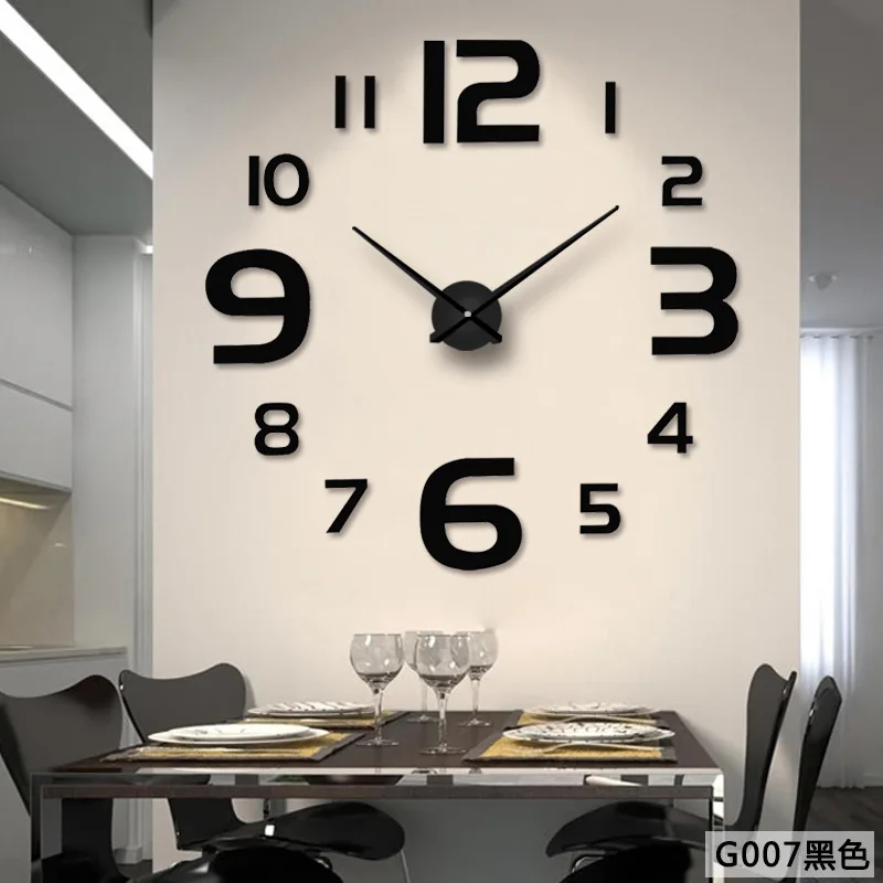3D Large Roman Numeral Acrylic Mirror Wall Clock Sticker Fashion DIY Quartz Clocks Watch Home Decoration Living Room Stickers