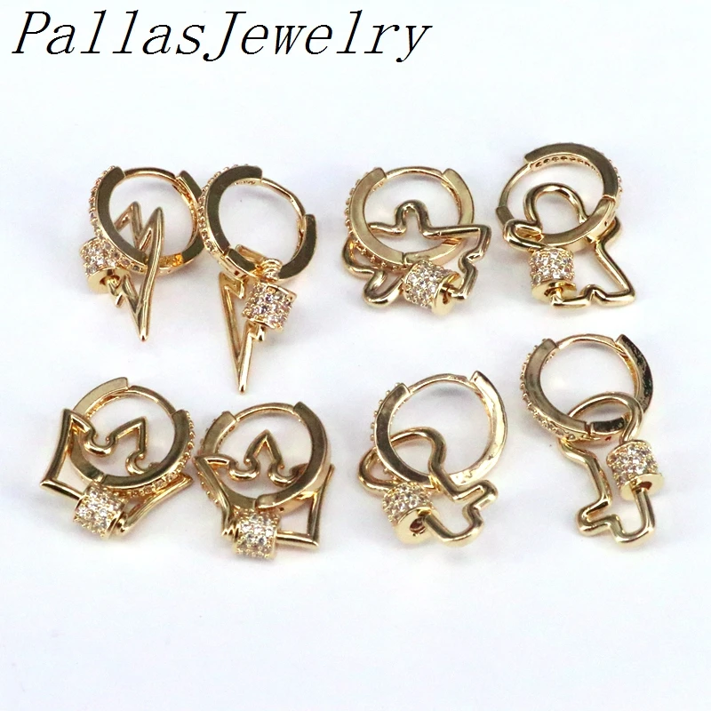 

6Pairs Mixed Shaped Dangle Earrings Gold Color Elegant Jewelry CZ Crystal Drop-Earrings Brincos For Women Jewelry Gift