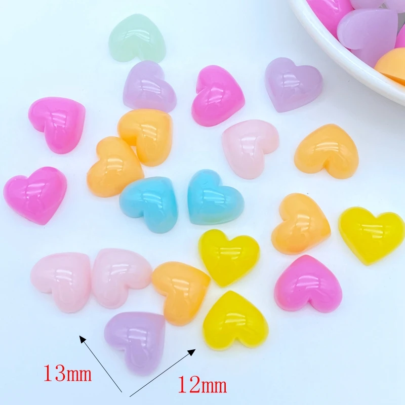 30Pcs Resin Lovely Mixed Mini Solid Heart Flat Back Cabochon Scrapbook DIY Embellishments Accessories K27