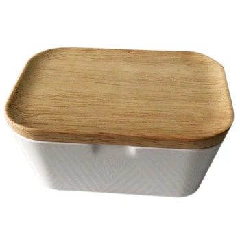 

Butter Dish Butter Box Container with Wooden Cover Home Tool Useful, Home Storage Box 250ML Multi-Function Preservation Box, But