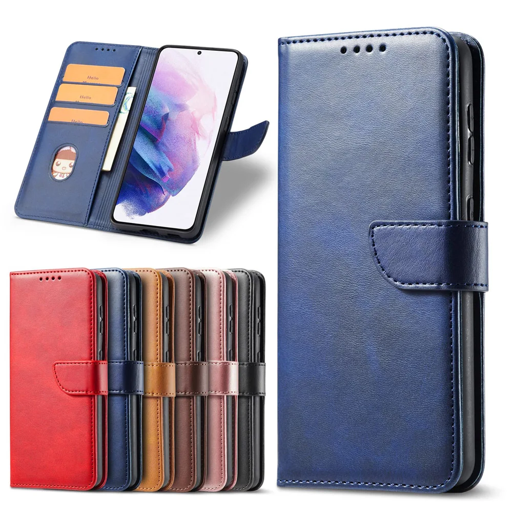 

Phone Case For Samsung Galaxy S21 S21+ S21 Ultra S21 FE Luxury Leather Calf Texture Wallet Shockproof Cell Phone Flip Cover