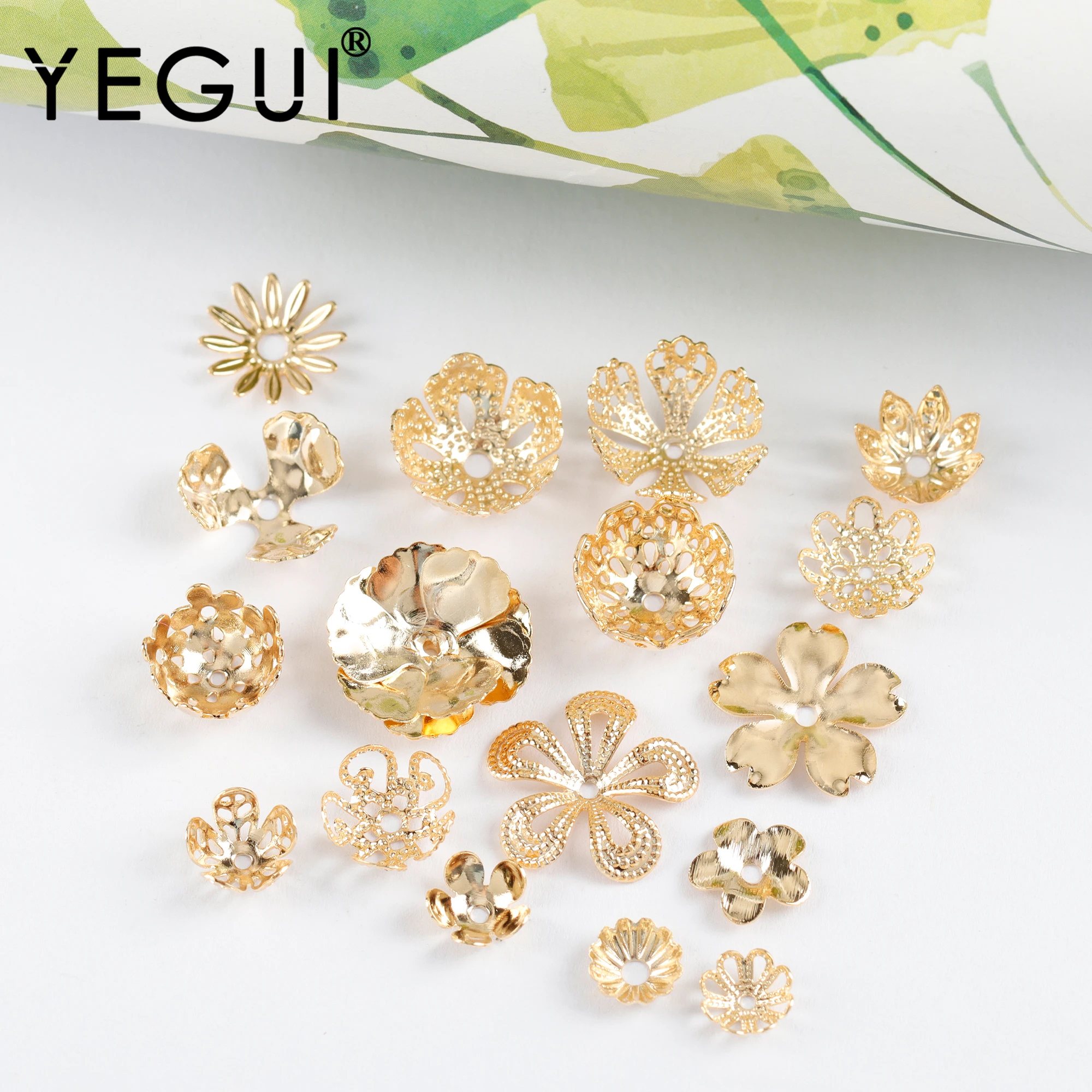 YEGUI M1038 jewelry accessories 18k gold plated copper metal diy pendants flower shape earrings making one pack | Украшения и