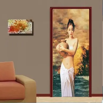 

2 pieces/set of 3D view door stickers vinyl peel and stick wallpaper waterproof removable poster home decoration door