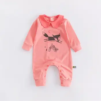 

PatPat Spring Autumn Winter Lapel Long Sleeves Snaps Back Bottom Peter Pan Collar Fox Jumpsuit