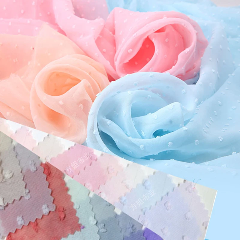

2021 New Spring Chiffon Dot Apparel Sewing Fabric,Girl Soft Dress Tissue for Summer Fashion Wedding Clothes,DIY Scarf Cloth