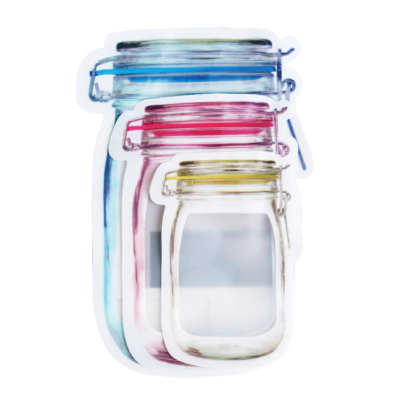 Mason Jar сумки на молнии для хранения Снэк Сэндвич Многоразовые герметичные пакеты для хранения продуктов герметичные пакеты для путешествий кемпинга