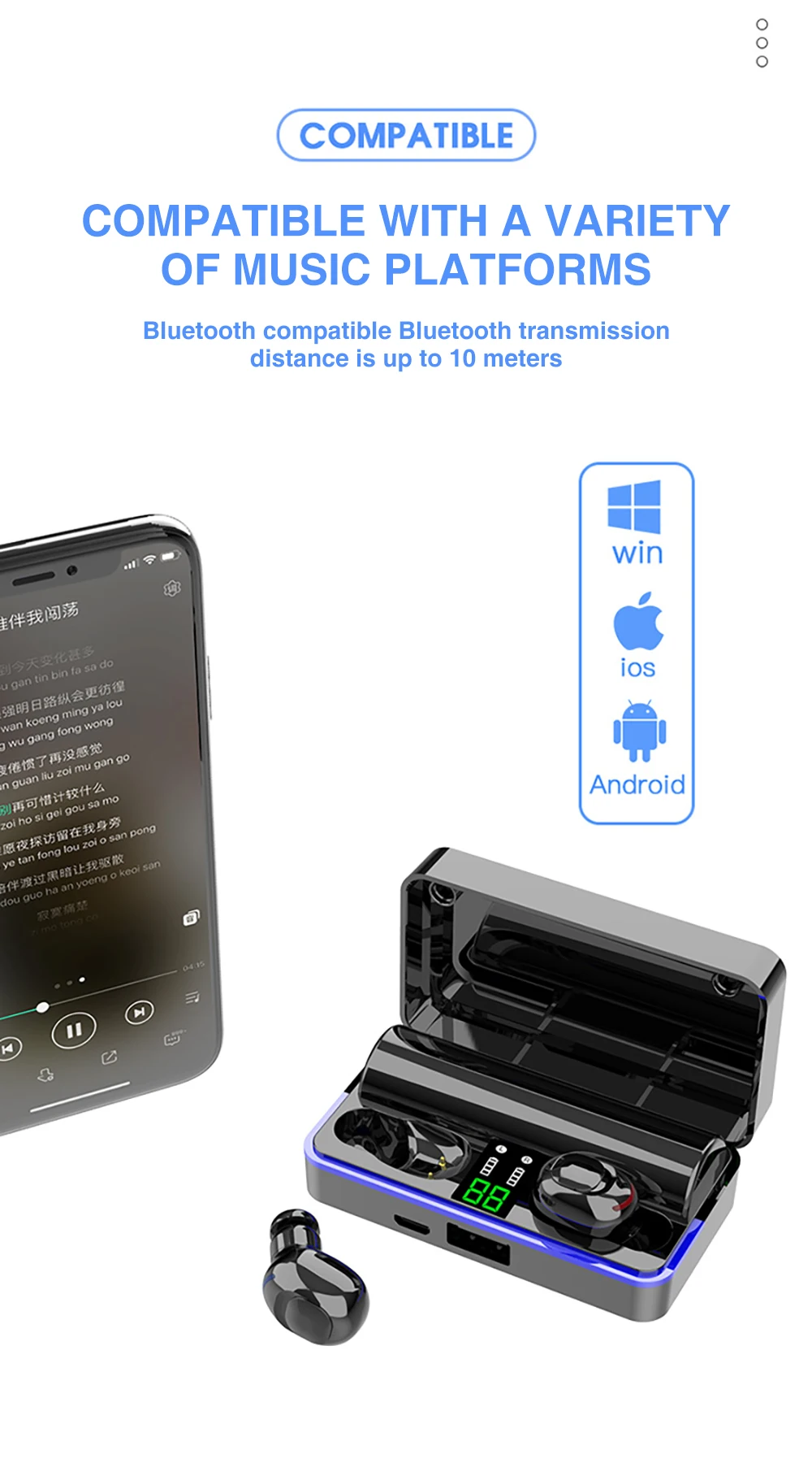W12 Bluetooth наушники TWS отпечаток пальца сенсорная беспроводная гарнитура светодиодный 6D стерео наушники IPX6 Водонепроницаемый мини портативный зарядный ящик