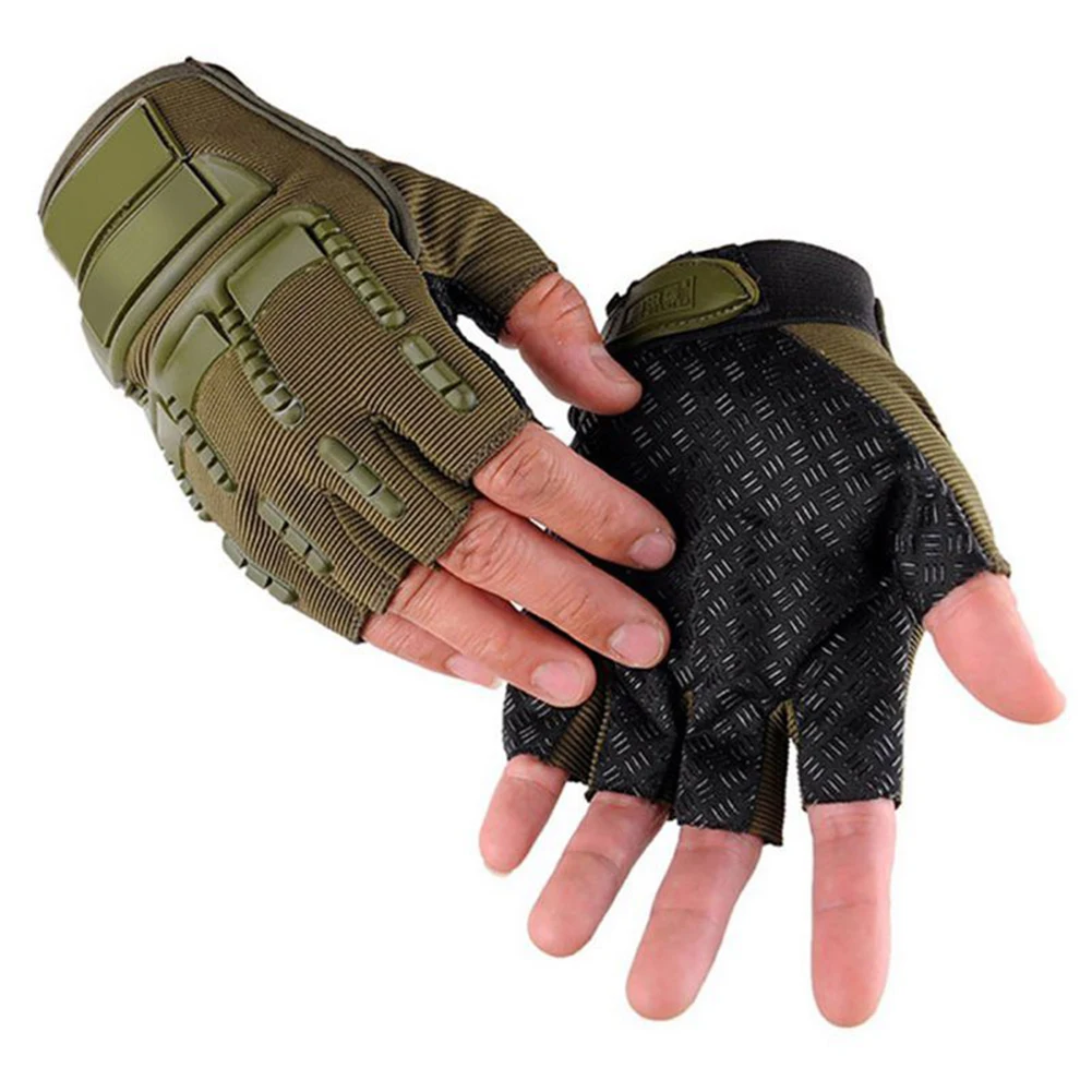 Военные тактические перчатки, мужские боевые перчатки с полупальцами, противоскользящие спортивные перчатки для улицы, гантели, тренировочные перчатки, новинка N18 - Цвет: Army Green