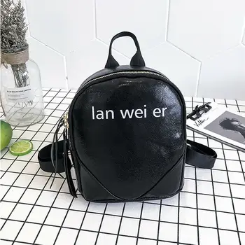 

Women PU Leather Backpack Youth Letter Portable Backpacks For Teenage Girls School Bookbag Fashion Mini Shoulder Bag Bagpack