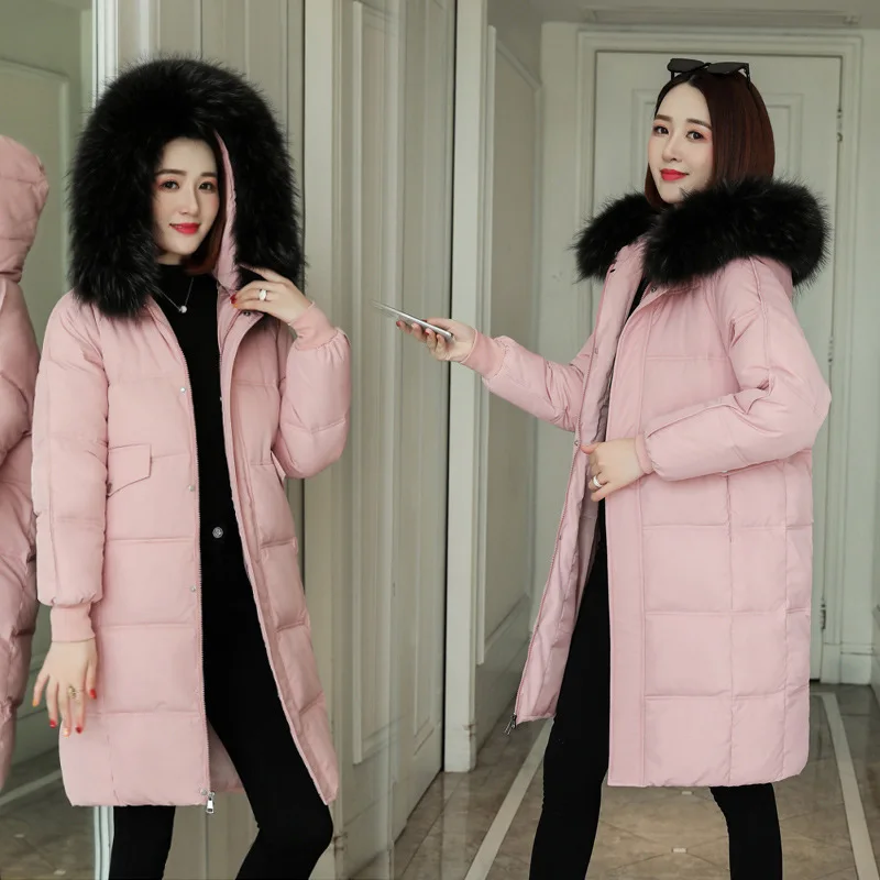 

Autumn & Winter New Style down Cotton 2019 Women's Students Hooded Fur Collar Mid-length Lengthen Warm Fashion Parka