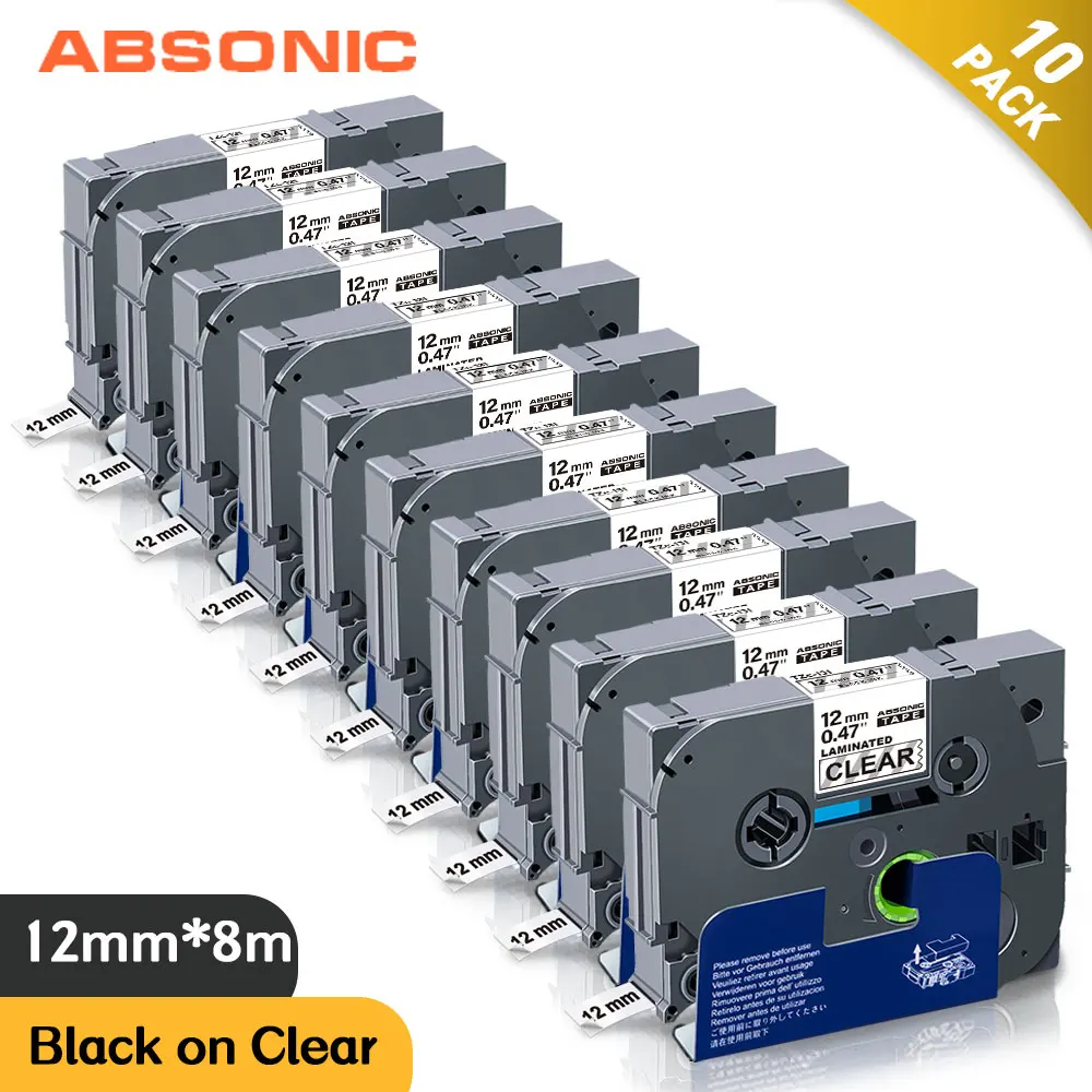 Absonic 10 шт. TZe 131 TZ Кассетная лента ламинированная для Brother P touch PT D210 H110 принтер