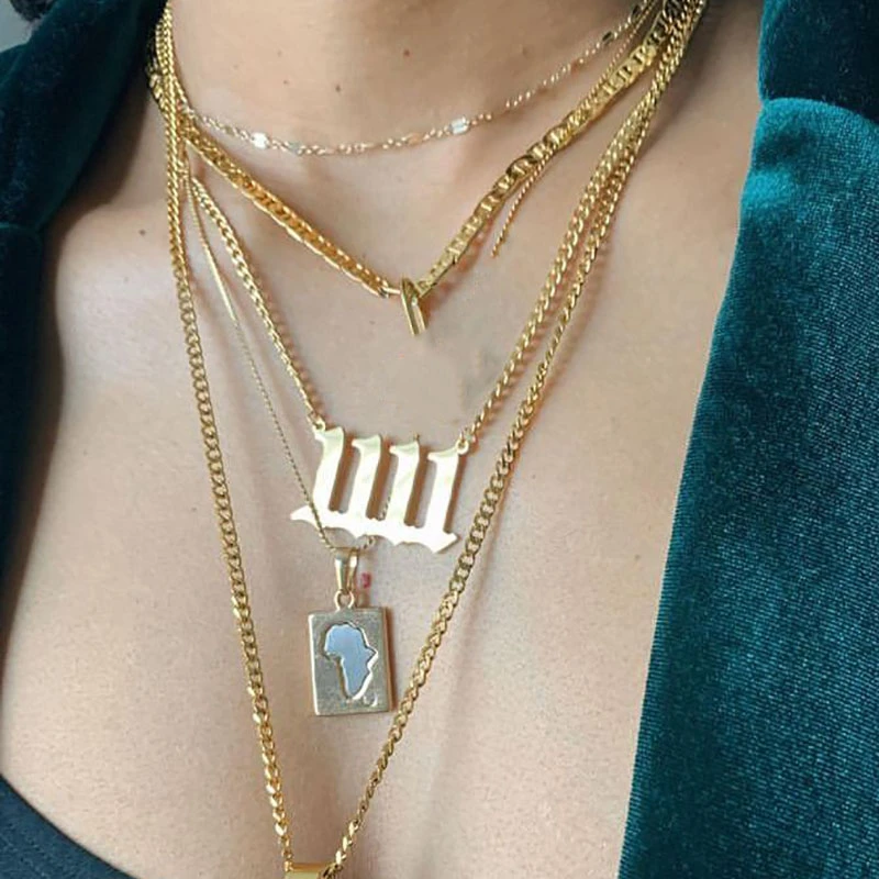 Collares personalizados con números especiales en inglés antiguo para mujer, acero inoxidable con collar de año de nacimiento, de joyería 2021|Personalizado Collares| - AliExpress