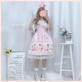 

Japanese JSK Lolita Dress women summer dress sweet soft girl wind cute cartoon lolita suspender dress cute