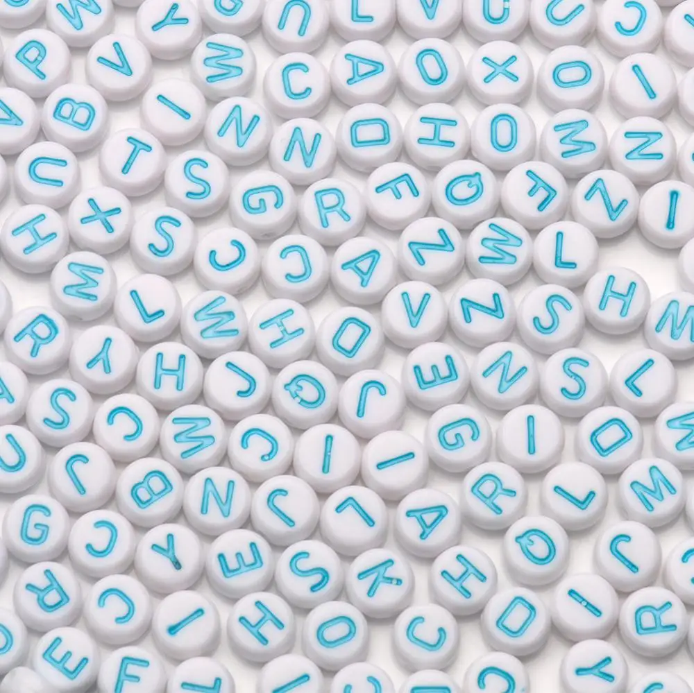 Bright Blue Letter Beads for Jewelry Making Blue Alphabet 