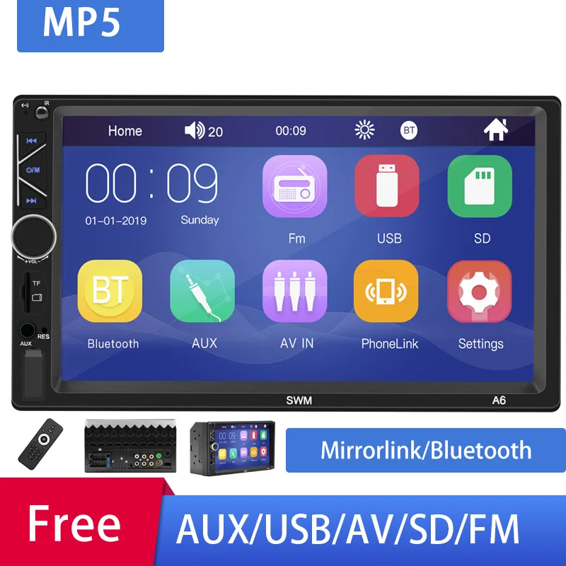 2 din автомобильное радио " HD сенсорный экран Mirrorlink Авто Радио Bluetooth стерео Мультимедиа MP5 плеер заднего вида USB TF FM камера
